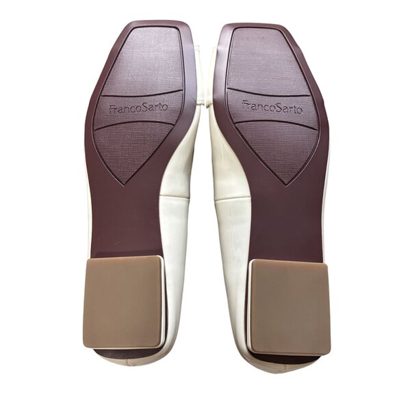 Franco Sarto Cream Patent Leather Buckle Flats Square Toe & Low Heel Size 7.5 M - Picture 7 of 9
